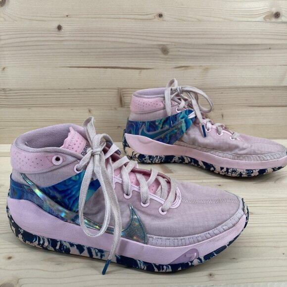 Nike KD 13 Aunt Pearl Mens Size 9 Pink Blue Athletic Basketball Shoes DC0011-600